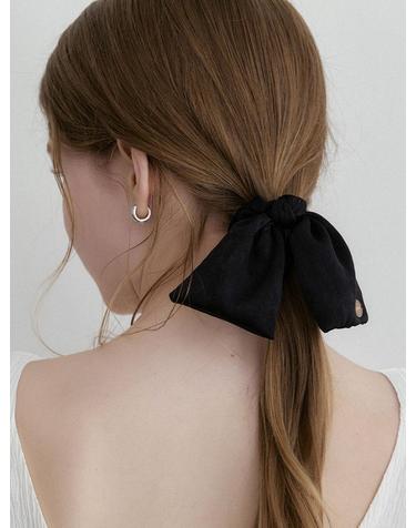 puffy ribbon scrunchie (H044_black)