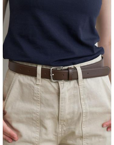 classic pin leather belt (T039_brown)