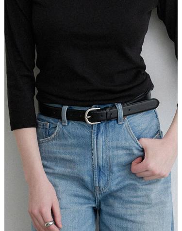 할렌 daily round leather belt (T040_black)