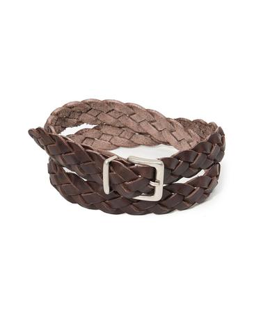 mesh square matt silver belt (T041_brown)