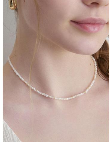pebble beads necklace (N055_ivory)