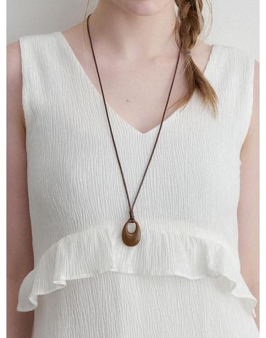 oval drop necklace (N056_brown)