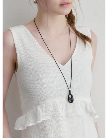 oval drop necklace (N056_black)