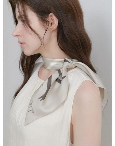 flow line silk scarf (SC011_ivorybrown)