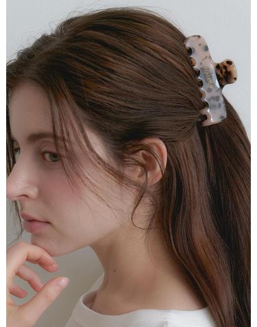 cozy hair clip (H047_ivory leopard)