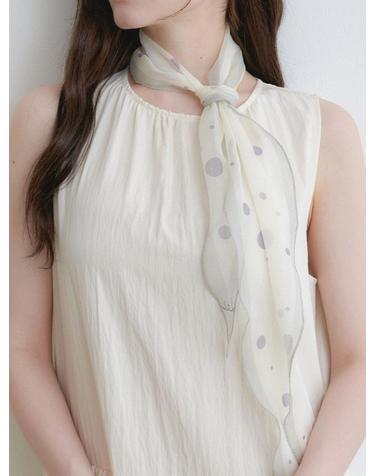mellow dot chiffon scarf (SC013_ivorypurple)