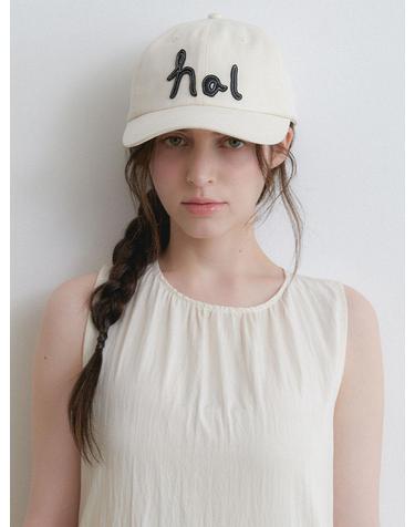 stitch logo lettering ball cap (C082_ivory)