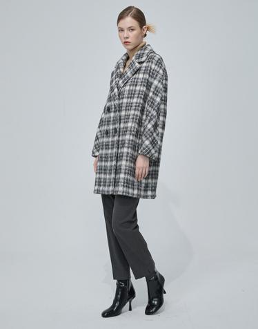[데코][본사직영] 알파카 울 체크 더블 코트-DCJHD4T04W