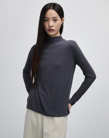 속기모 절개 골지 반넥 티셔츠-BC42TS060