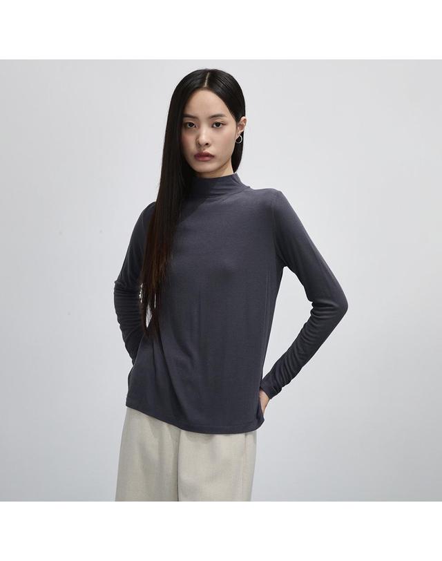 보니스팍스 속기모 절개 골지 반넥 티셔츠-BC42TS060 착용컷
