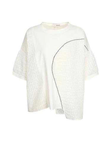 [보니스팍스] 우븐 크레이프 배색 티셔츠-B1F25JTS260