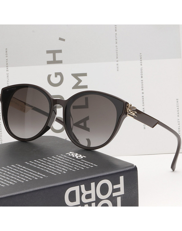 에트로 에트로 선글라스 ETRO0100FSK 09QHA 아시안핏 명품 플랫 라운드 뿔테 착용컷