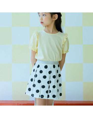 블랙 도트 주름 스커트 JUUSK12