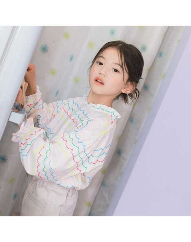 아이러브제이 G. 물결 패턴 넥프릴 티 JUFTO16 착용컷