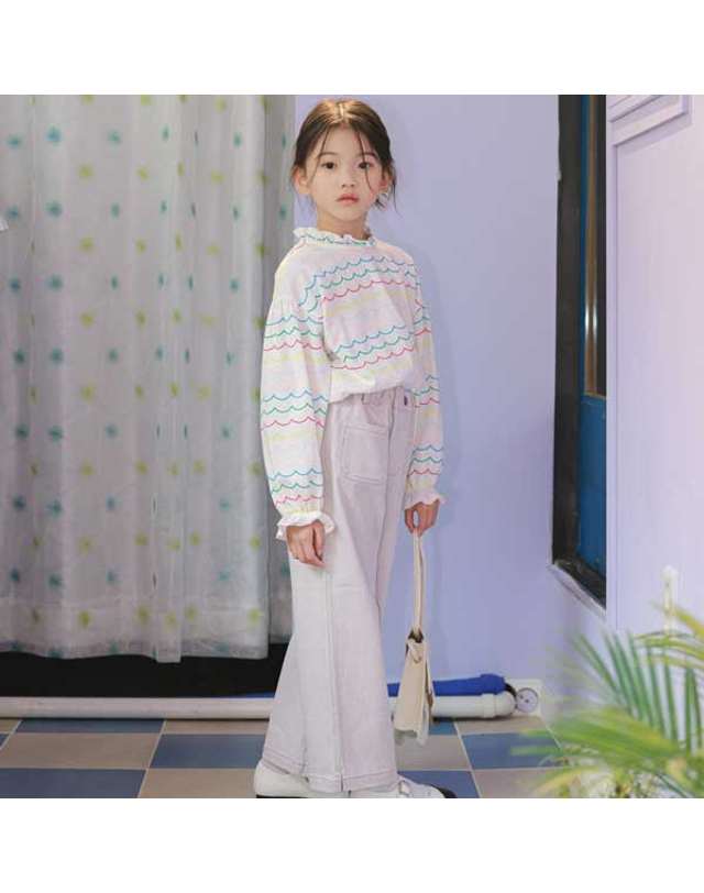 아이러브제이 G. 물결 패턴 넥프릴 티 JUFTO16 착용컷