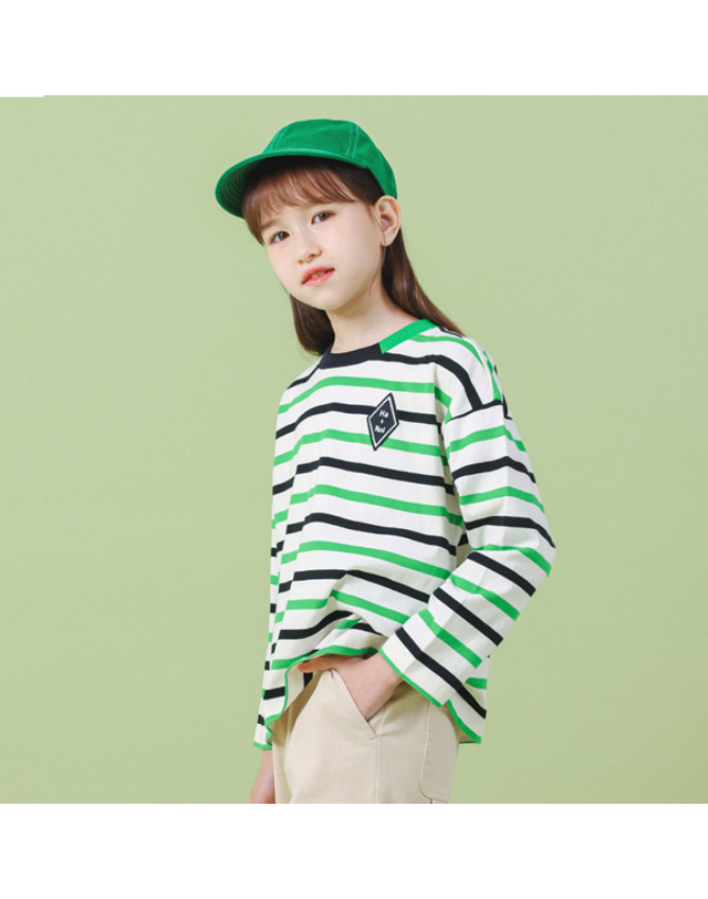 아이러브제이 A.라팡 스트라이프 크롭 티셔츠 JVFTO92 착용컷
