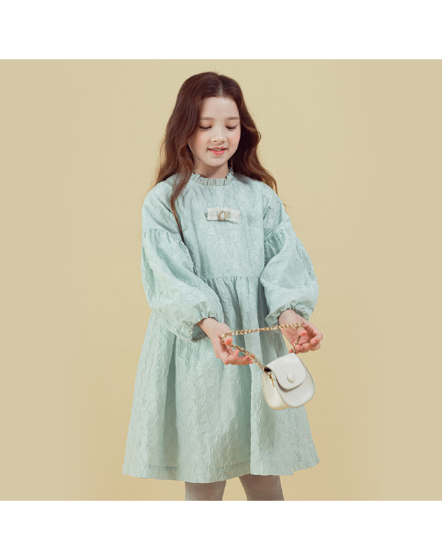 아이러브제이 N.아리엘 진주 퍼프 원피스 JVFOP64 착용컷