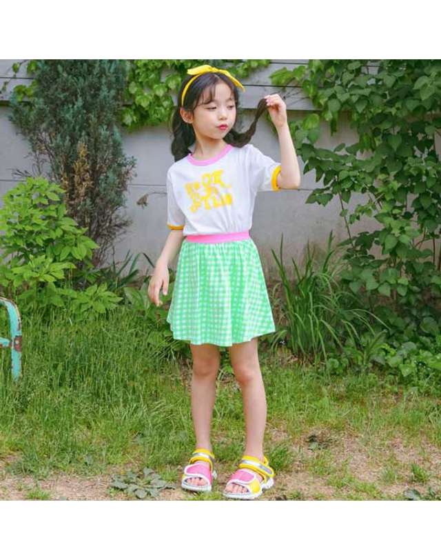아이러브제이 세미 체크 플리츠 스커트 JUUSK07 착용컷