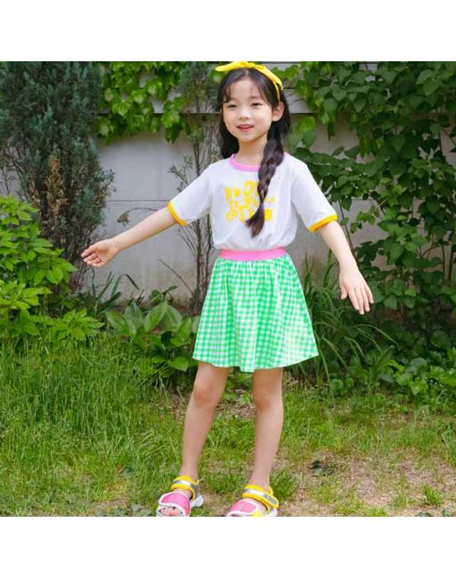 아이러브제이 세미 체크 플리츠 스커트 JUUSK07 착용컷