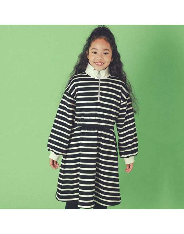 아이러브제이 B. 지퍼 스트라이프 원피스 JUWOP07 착용컷