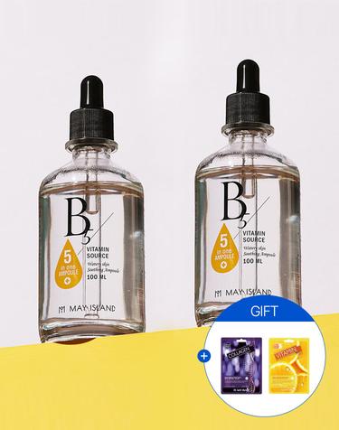 [1+1] B5 탄력보습 비타민 소스 대용량 100ml 앰플/에센스 + 마스크팩 랜덤 2매 증정