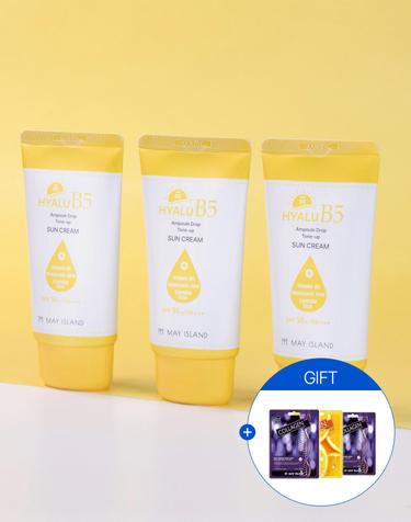 [백탁NO.촉촉](1+1+1) 히알루 B5 선크림 70ml + 마스크팩 랜덤 3매 증정