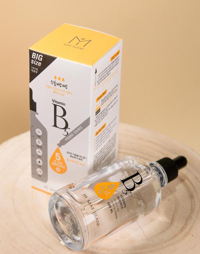 메이아일랜드 [탄력.보습.미백] B5 비타민 소스 대용량 100ml 앰플/에센스 + 마스크팩 2매 증정 착용컷
