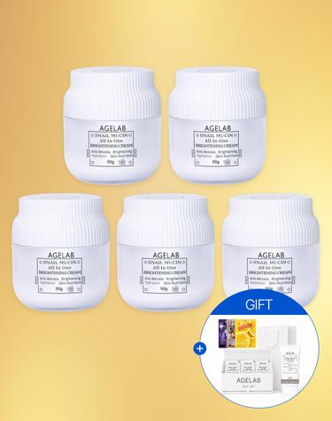 [탄력.주름.미백](1+1+1+1+1) 달팽이 뮤신 올인원 기능성 크림 + GIFTBOX+스네일선크림70ml+팩3매+쇼핑백 증정