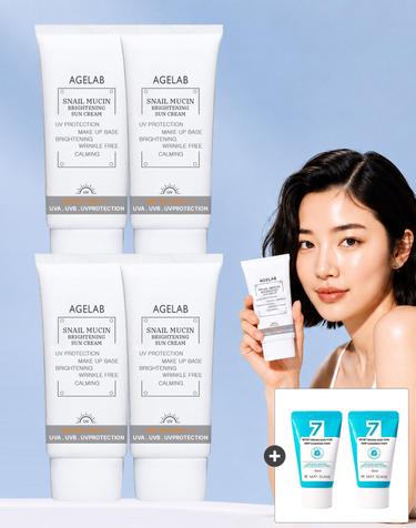 2+2 (속건조 잡아주고/눈시림없는) 에이지랩 스네일 뮤신 선크림 70ml + 소다클폼30ml 2개 증정