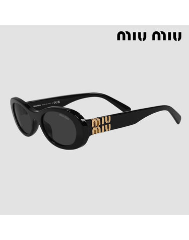 미우미우 글림스 선글라스 MU 06ZS 1AB5S0 오벌 블랙