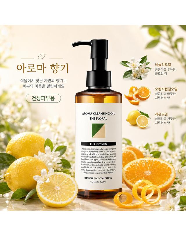 소소코 소소코 블랙헤드 제거 피지관리 모공관리 아로마 딥 클렌징오일 건성피부용 200ml 착용컷