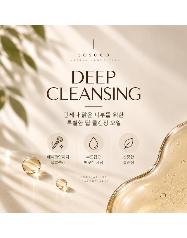 소소코 소소코 블랙헤드 제거 피지관리 모공관리 아로마 딥 클렌징오일 중성 모든피부용 200ml 착용컷