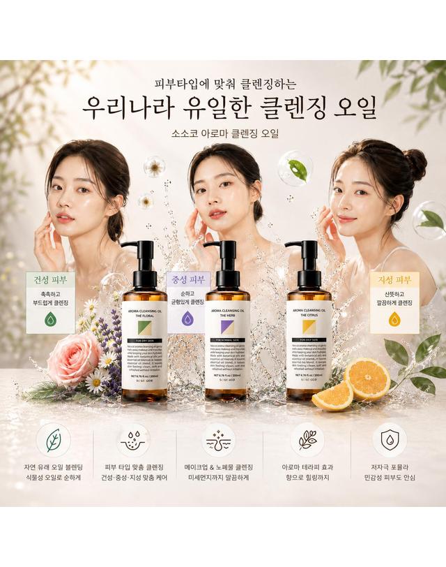소소코 소소코 블랙헤드 제거 피지관리 모공관리 아로마 딥 클렌징오일 지성피부용 200ml 착용컷