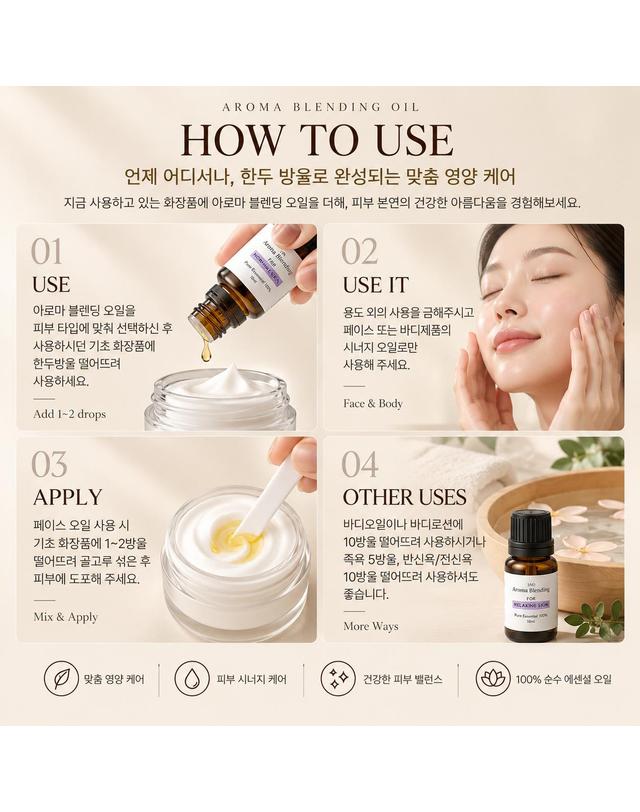 소소코 소소코 페이스 영양 보습 피부 시너지 아로마 부스터오일 피부타입별 4종 택1 착용컷