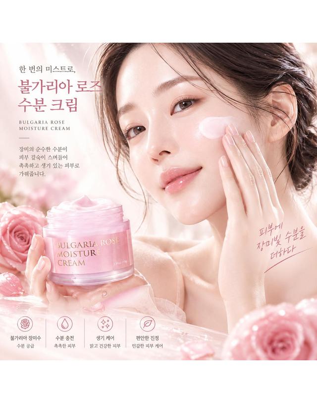 소소코 소소코 수분충전 불가리아 로즈 모이스처 고보습 고영양 수분크림 대용량 75g 착용컷