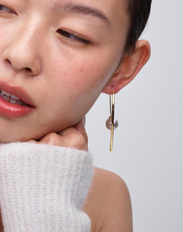 레트로클 빅진주 드롭 귀걸이 착용컷
