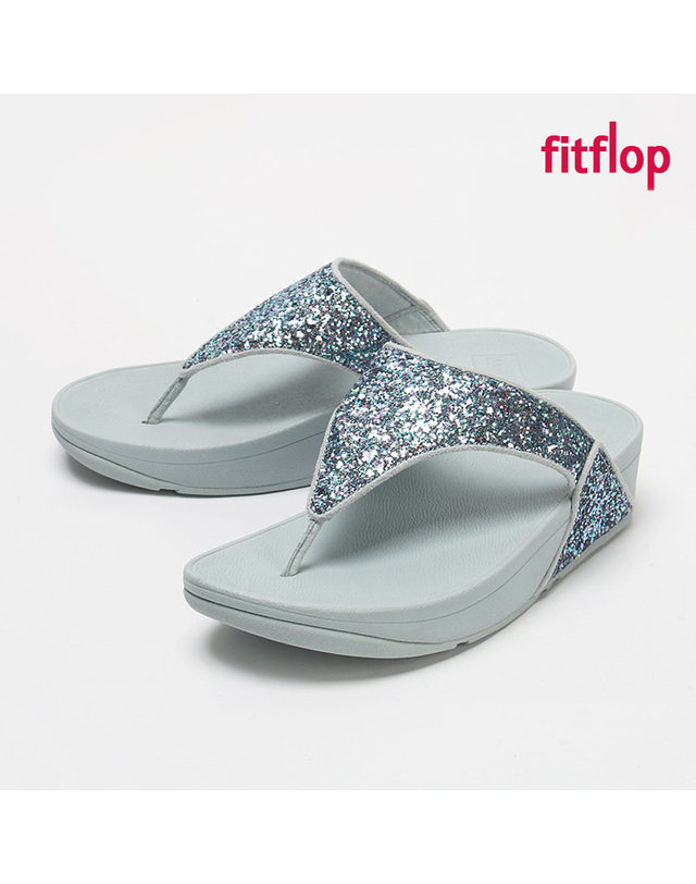 핏플랍 핏플랍 슬리퍼 루루 멀티-톤 글리터 토 포스트 여성 쪼리 쿼츠블루 JE6-C34 착용컷