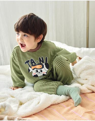 양기모 스트라이프 아방 실내복 탄이 그린