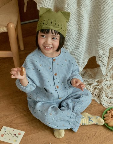 삼중지 플라워 포켓 가디건 셋업 (2 color)
