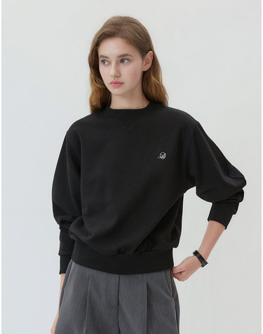 Balloon Sleeve Crop Sweatshirts Black AT5TSF068BK