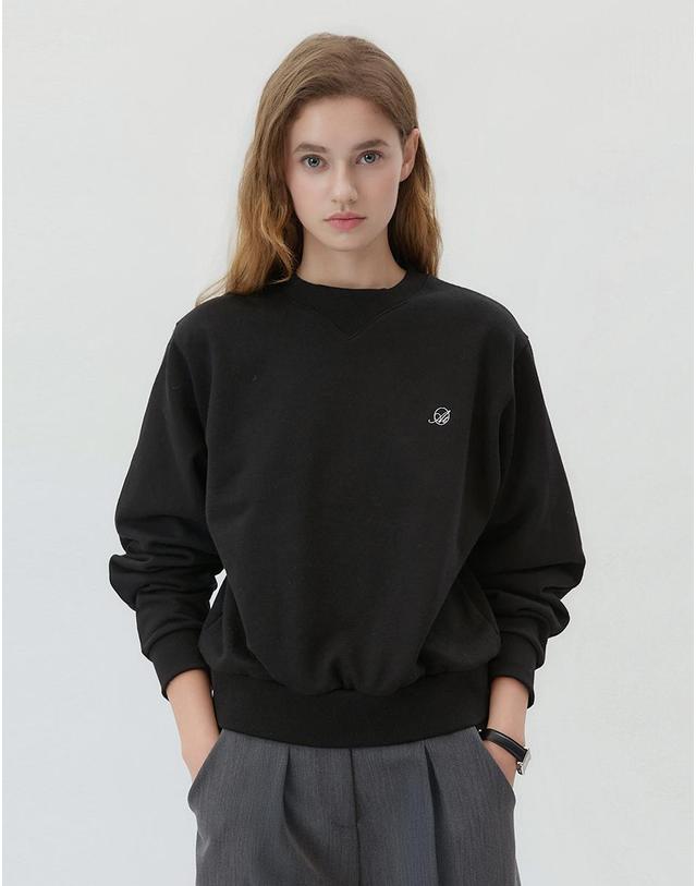 앳코너 Balloon Sleeve Crop Sweatshirts Black AT5TSF068BK 착용컷