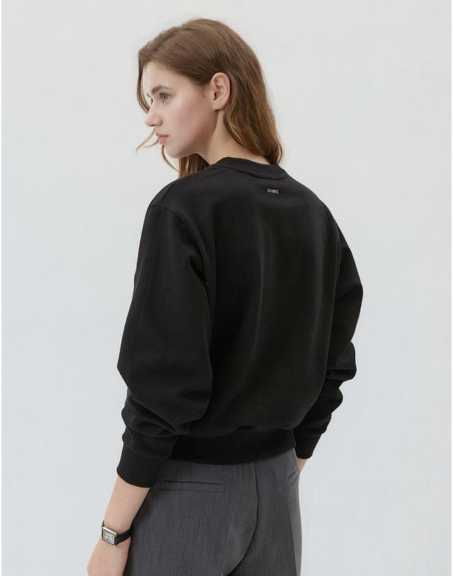 앳코너 Balloon Sleeve Crop Sweatshirts Black AT5TSF068BK 착용컷