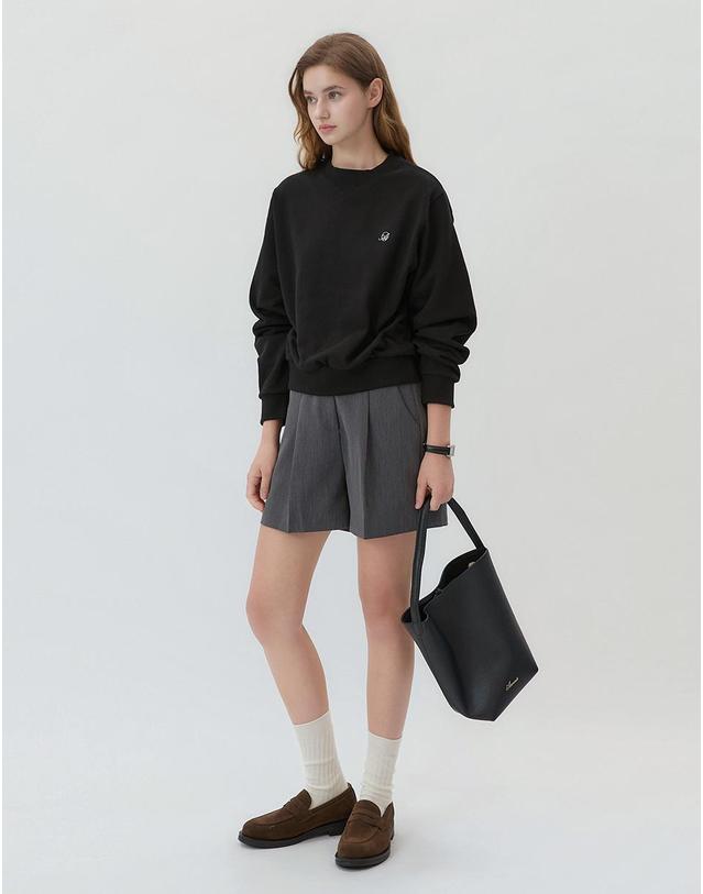 앳코너 Balloon Sleeve Crop Sweatshirts Black AT5TSF068BK 착용컷