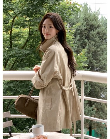 하이 넥 하프 트렌치 코트 베이지 AT6JAA006BI