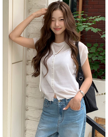 디테쳐블 스카프 숄 가디건 화이트 AT6CDB008WT