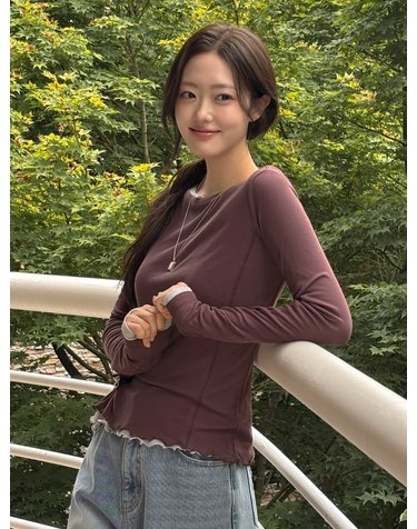 소프트 울 레이어드 티셔츠 브라운 AT6TSC014BW