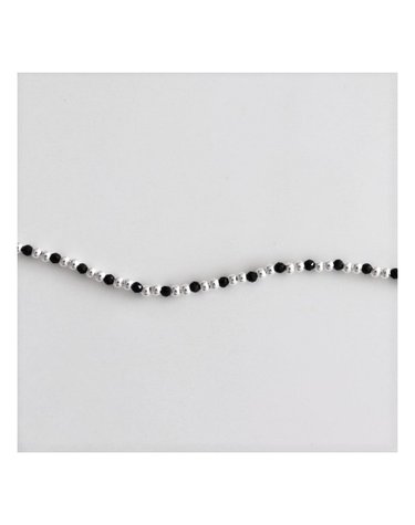 [Silver925] Black beads & silver ball anklet