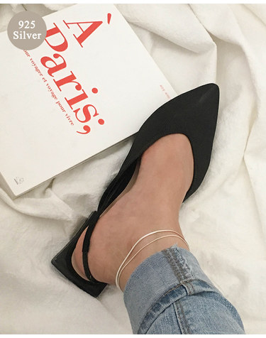 [925 Silver] Plat snake Anklet L 14