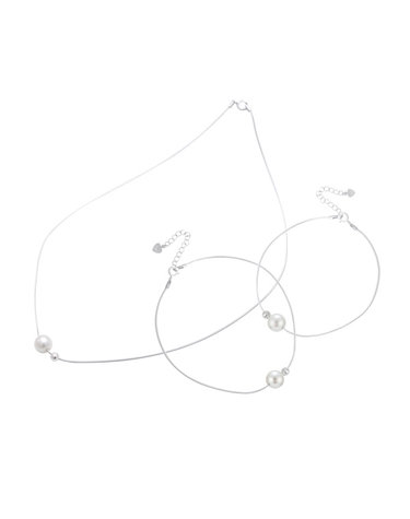 (실버) 진주 슬리밍 세트(목걸이+팔찌+발찌)