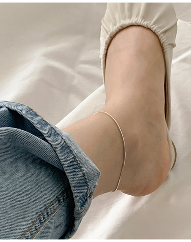 [925 Silver] Square Thin Anklet L 15